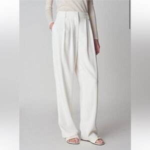 NWT CO Essentials Classic Trouser Stretch Viscose Front Pleat Ivory Size…